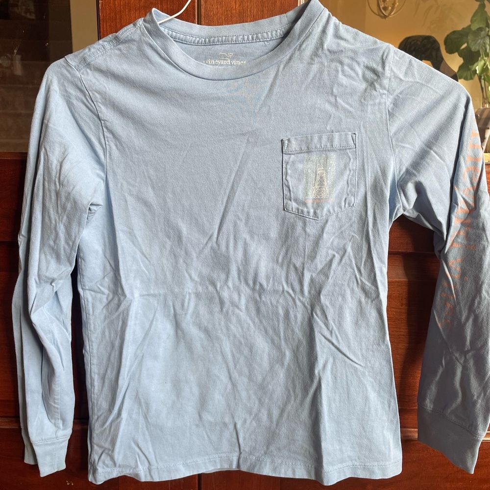 Vineyard Vines Light Blue Kids Long Sleeve Tee-lighthouse